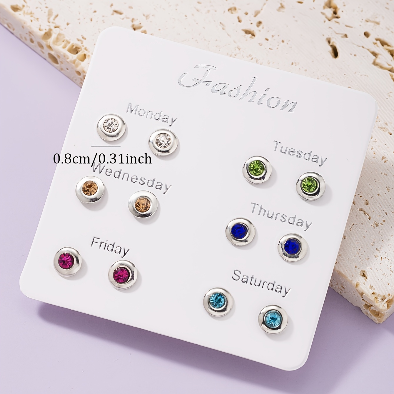 6 Pairs Rhinestone Earrings Set Stainless Steel Iron Crafted